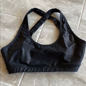 Small Glyder black metallic sports bra